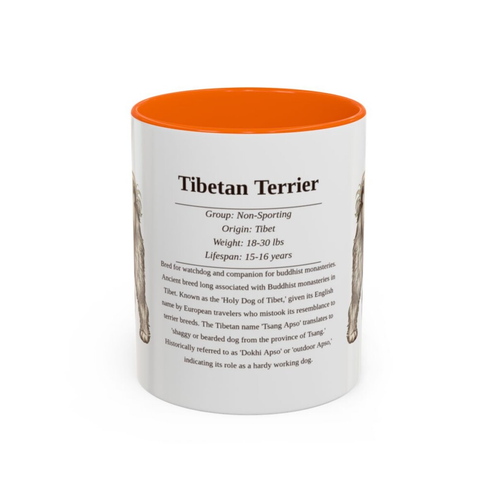 11oz Tibetan Terrier Mug, Orange, front view