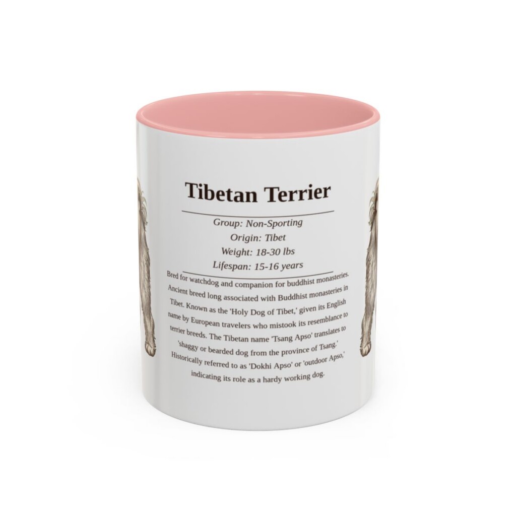 11oz Tibetan Terrier Mug, Pink, front view