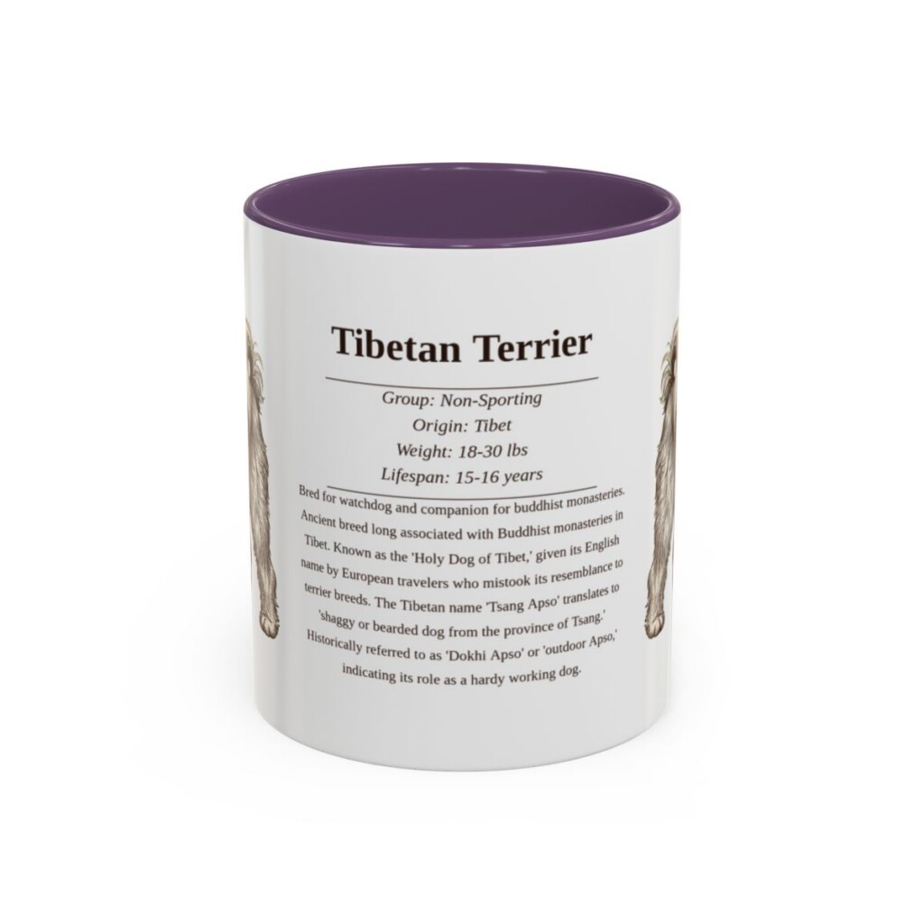 11oz Tibetan Terrier Mug, Purple, front view