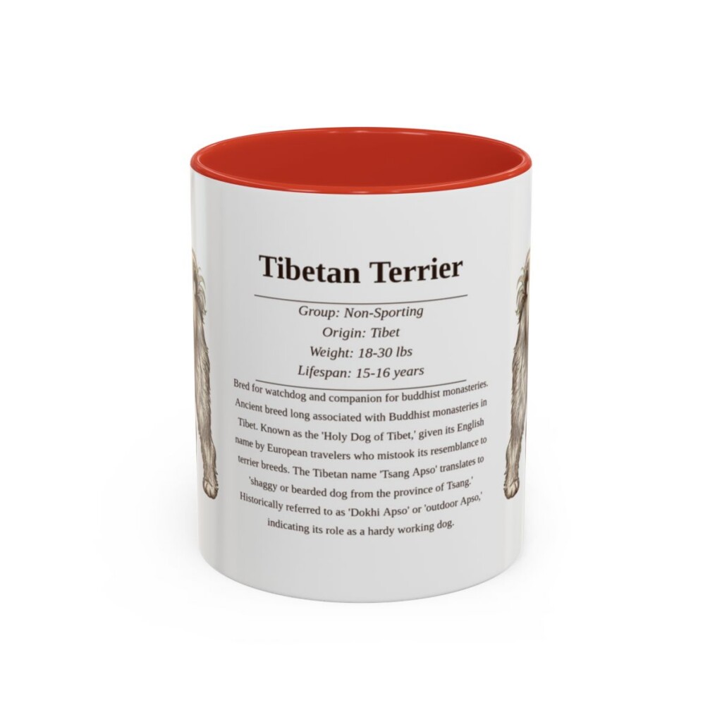 11oz Tibetan Terrier Mug, Red, front view