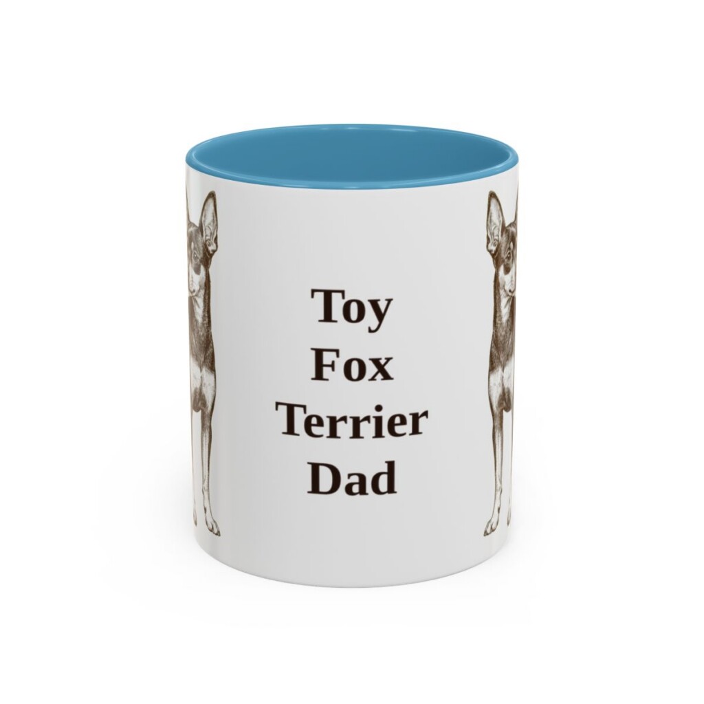 11oz Toy Fox Terrier Dog Dad Mug, Light Blue, front view