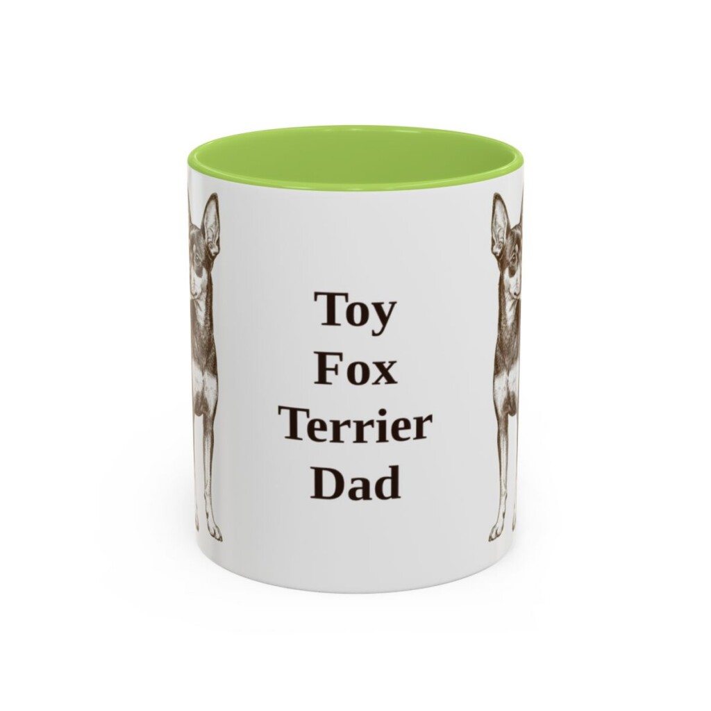 11oz Toy Fox Terrier Dog Dad Mug, Light Green, front view