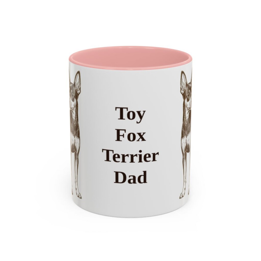 11oz Toy Fox Terrier Dog Dad Mug, Pink, front view