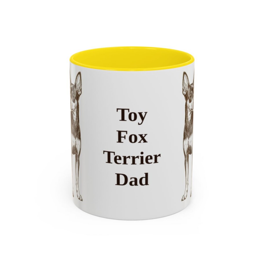 11oz Toy Fox Terrier Dog Dad Mug, Yellow, front view
