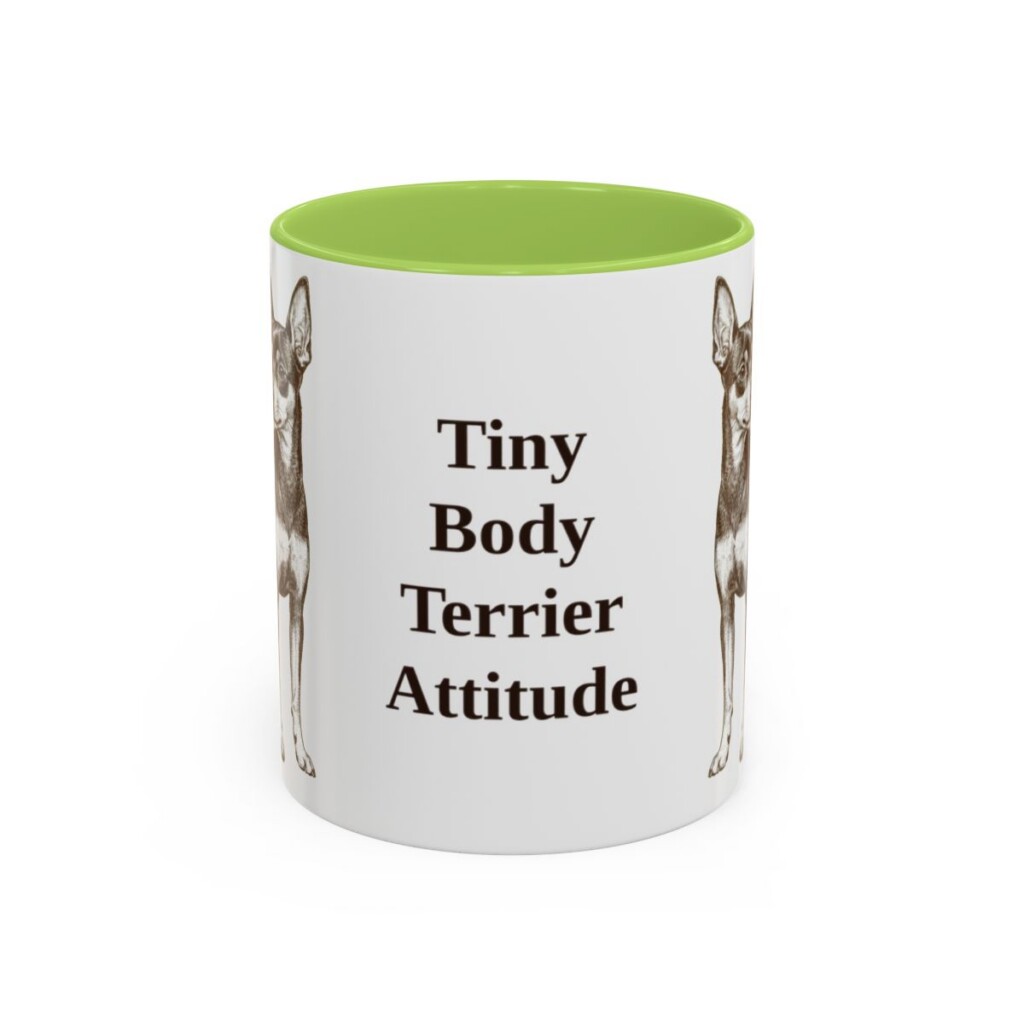11oz-toy-fox-terrier-mug-humor-light-green 11oz Funny Toy Fox Terrier Mug, Light Green, front view