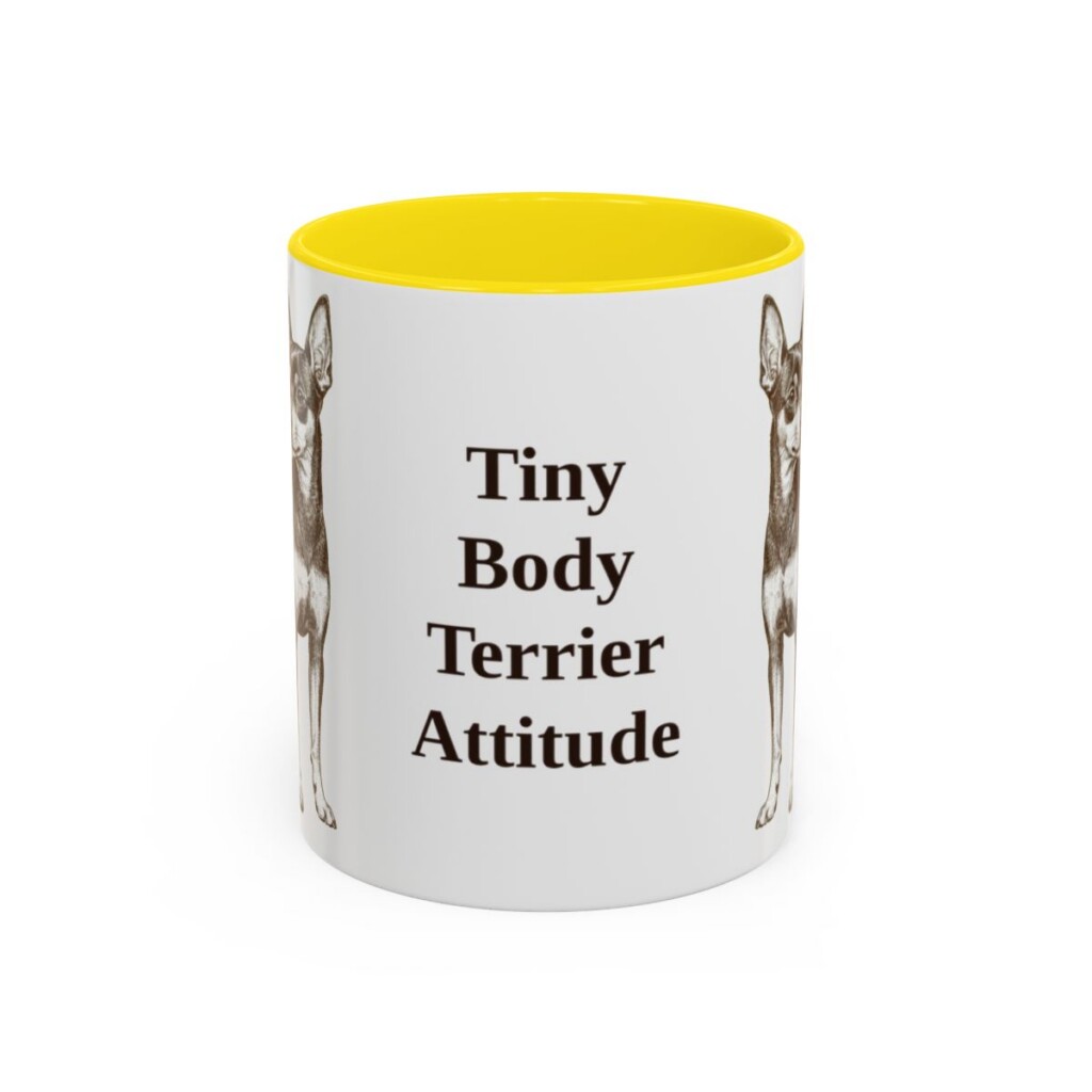 11oz-toy-fox-terrier-mug-humor-yellow 11oz Funny Toy Fox Terrier Mug, Yellow, front view