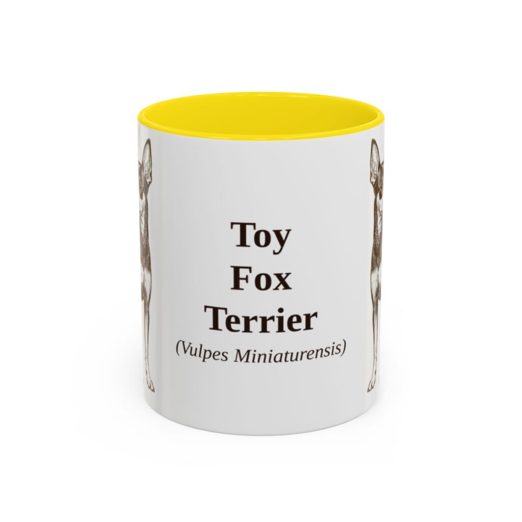 11oz-toy-fox-terrier-mug-latin-yellow 11oz Toy Fox Terrier Latin Mug, Yellow, front view
