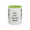 11oz Toy Fox Terrier Dog Mom Mug, Light Green, front view