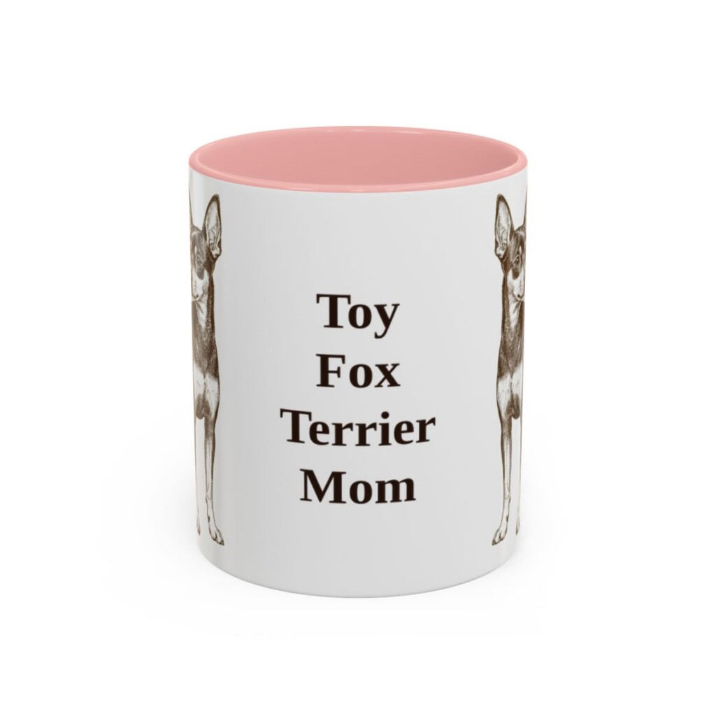 11oz Toy Fox Terrier Dog Mom Mug, Pink, front view
