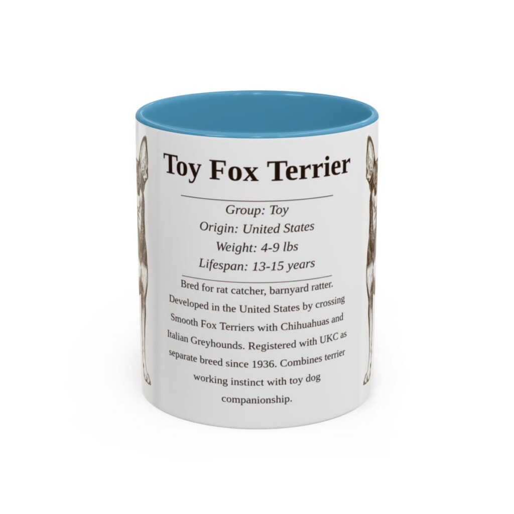 11oz Toy Fox Terrier Mug, Light Blue, front view