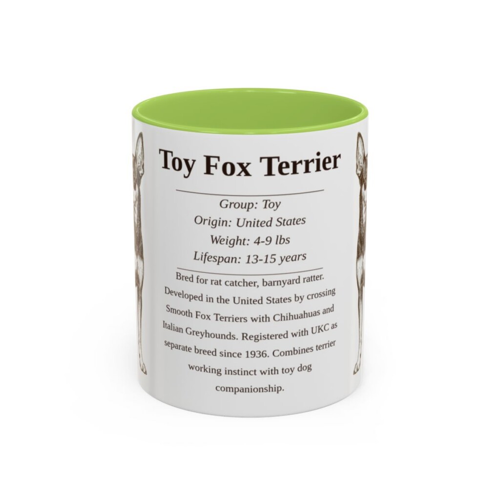 11oz Toy Fox Terrier Mug, Light Green, front view
