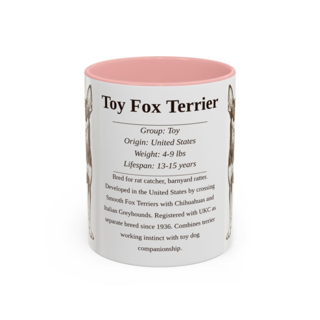 11oz Toy Fox Terrier Mug, Pink, front view