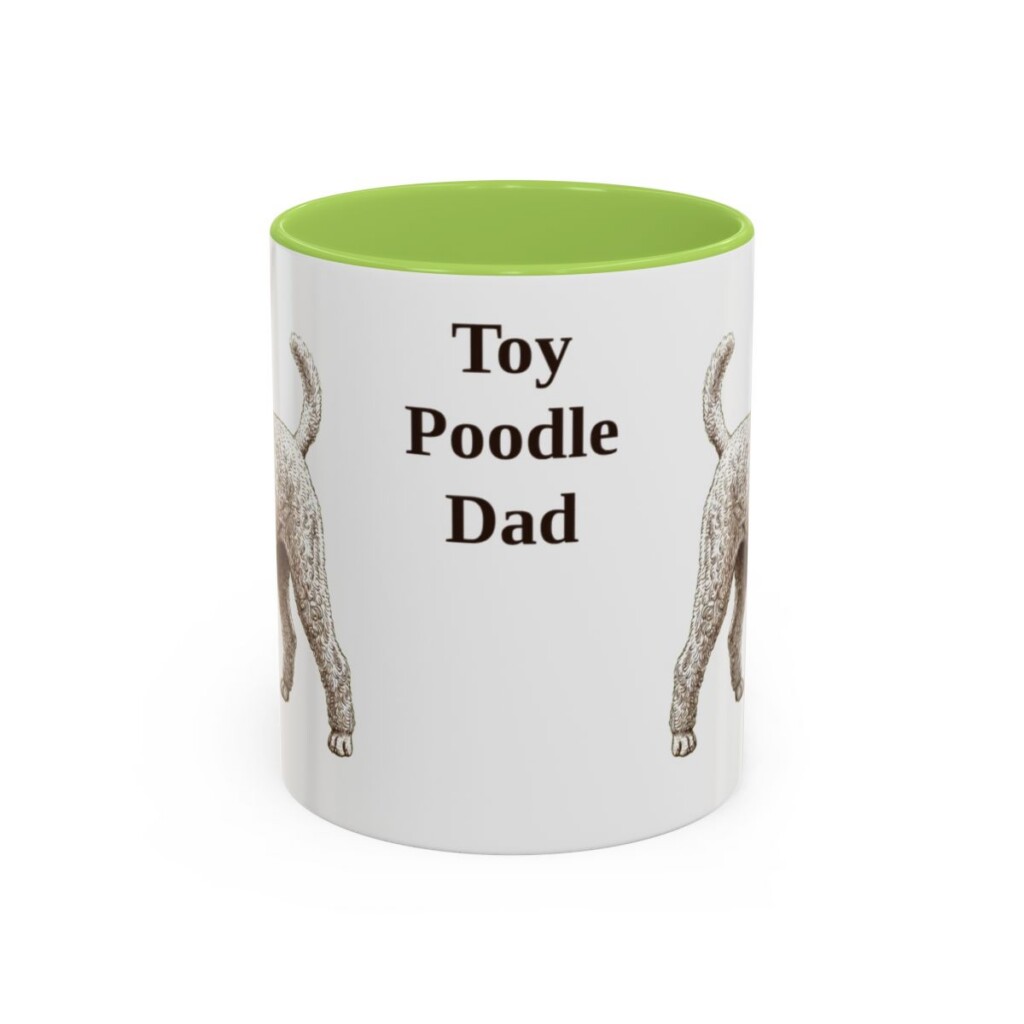 11oz-toy-poodle-mug-dad-light-green 11oz Toy Poodle Dog Dad Mug, Light Green, front view