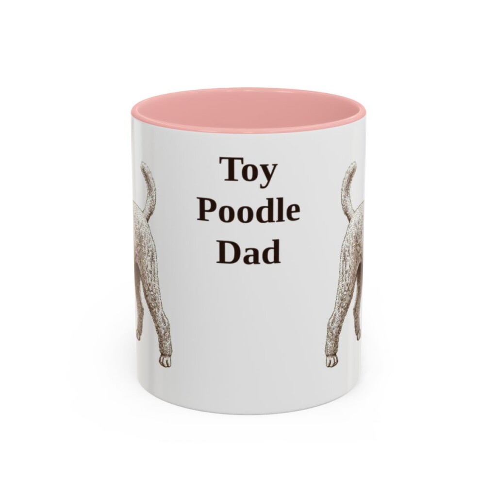 11oz-toy-poodle-mug-dad-pink 11oz Toy Poodle Dog Dad Mug, Pink, front view