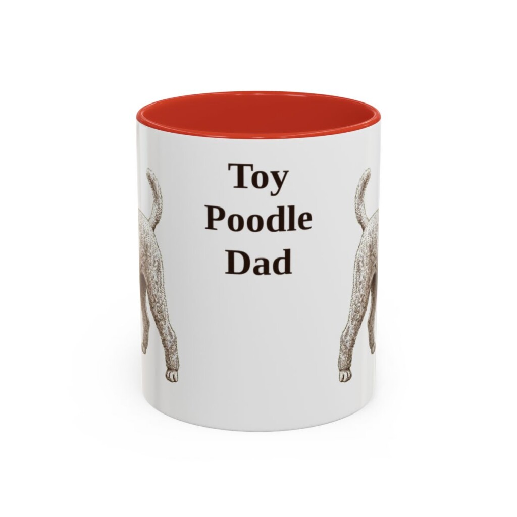11oz-toy-poodle-mug-dad-red 11oz Toy Poodle Dog Dad Mug, Red, front view
