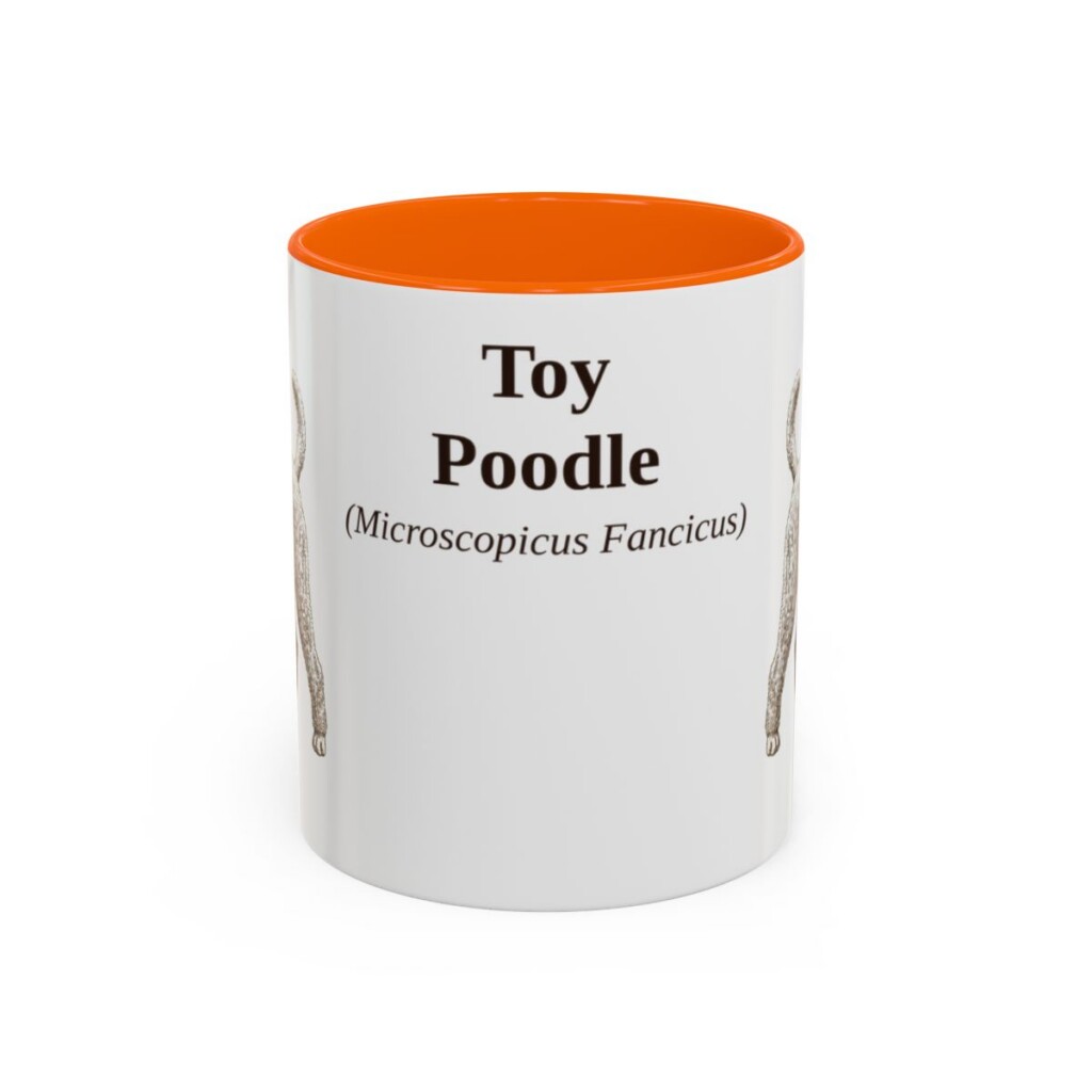 11oz Toy Poodle Latin Mug, Orange, front view