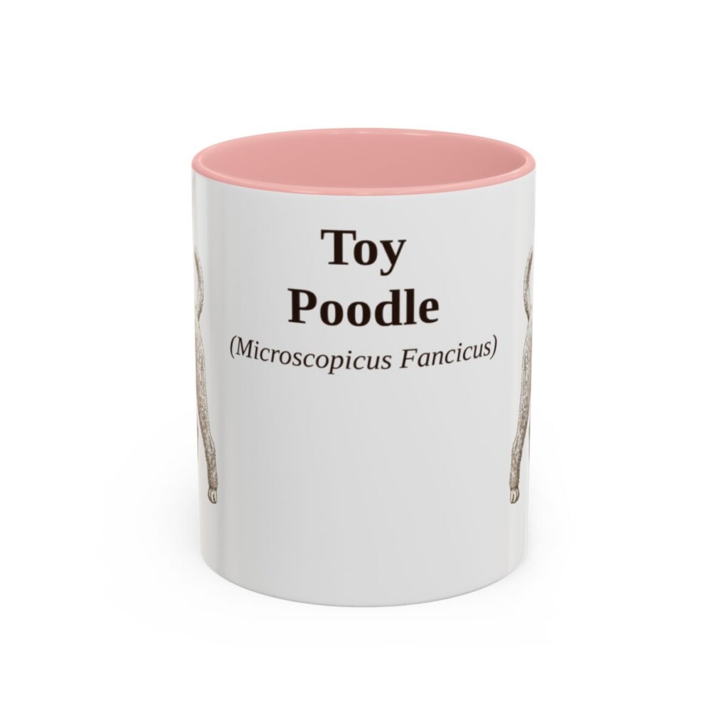 11oz Toy Poodle Latin Mug, Pink, front view