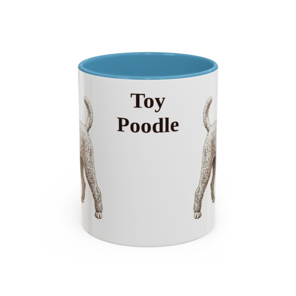 11oz Toy Poodle Mug, Light Blue, front view