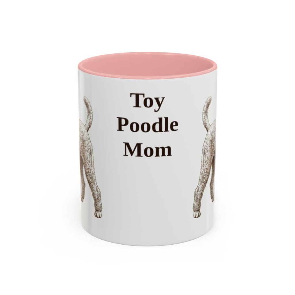 11oz-toy-poodle-mug-mom-pink 11oz Toy Poodle Dog Mom Mug, Pink, front view