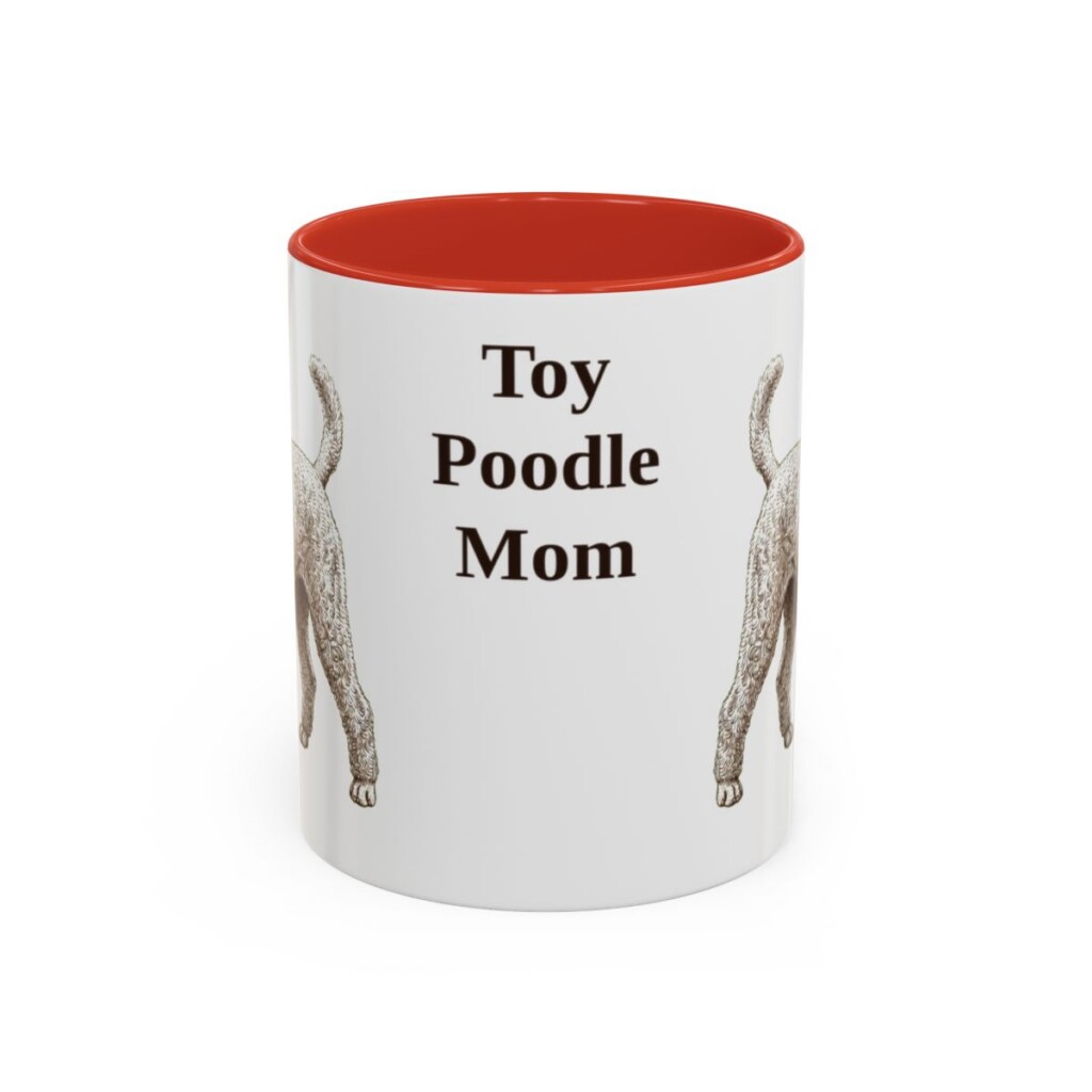 11oz-toy-poodle-mug-mom-red 11oz Toy Poodle Dog Mom Mug, Red, front view