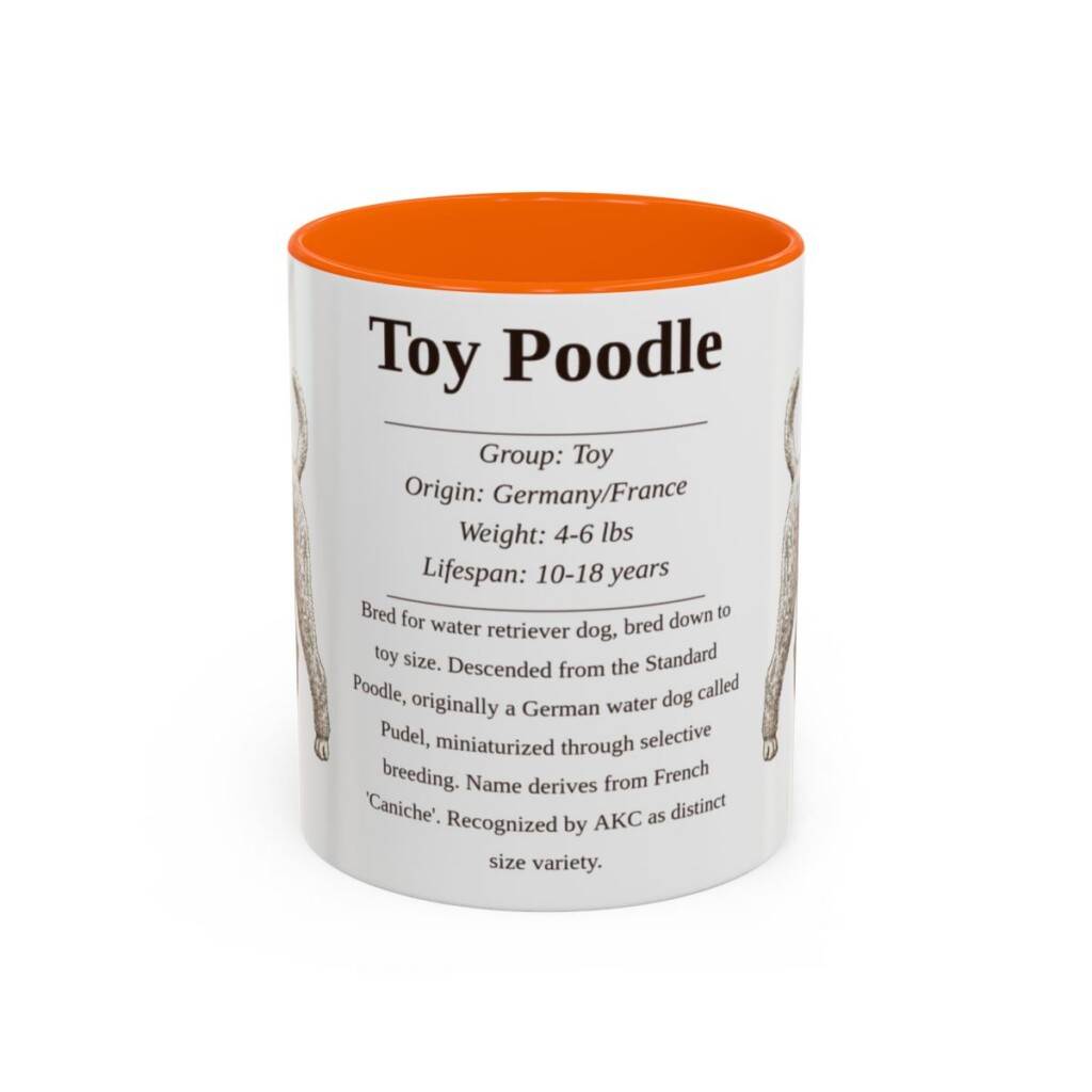 11oz Toy Poodle Mug, Orange, front view