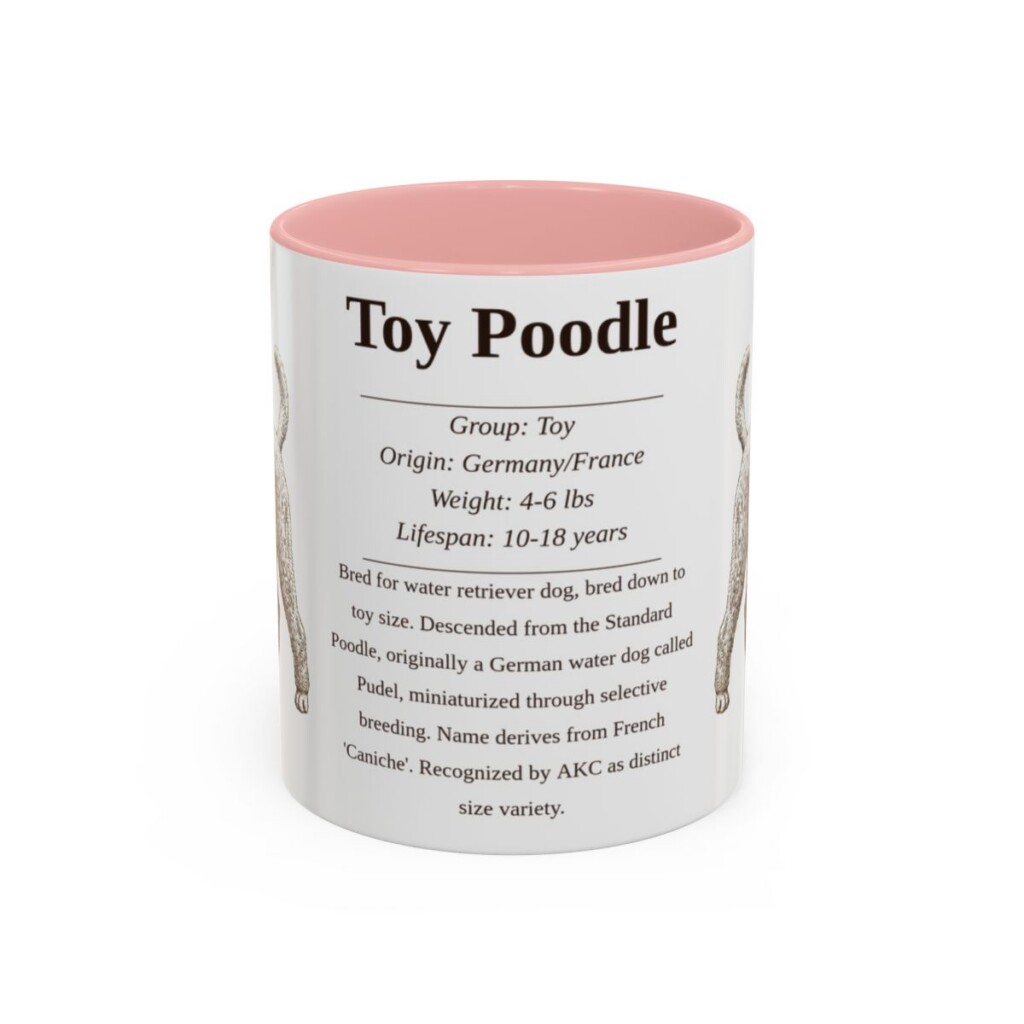 11oz Toy Poodle Mug, Pink, front view