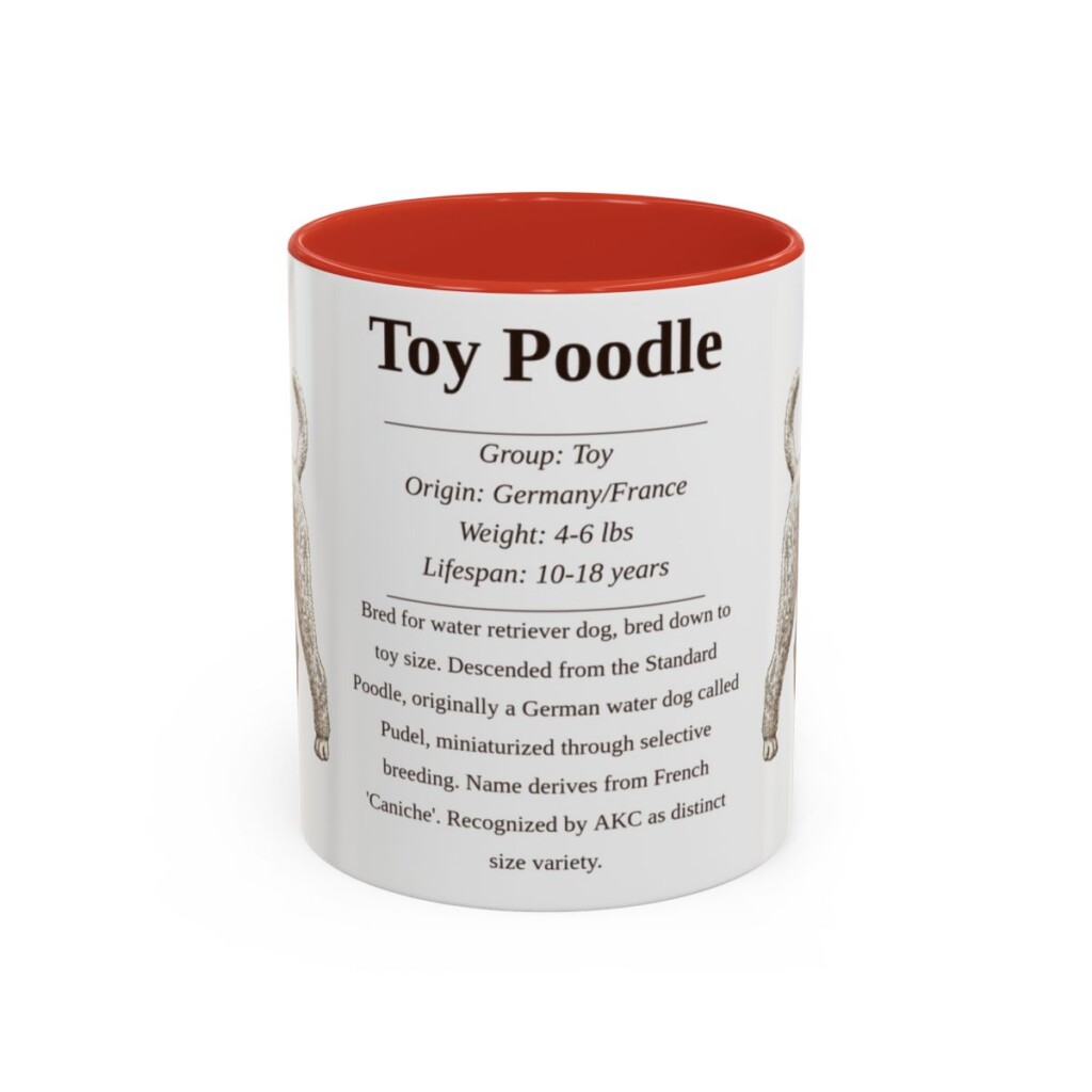 11oz Toy Poodle Mug, Red, front view