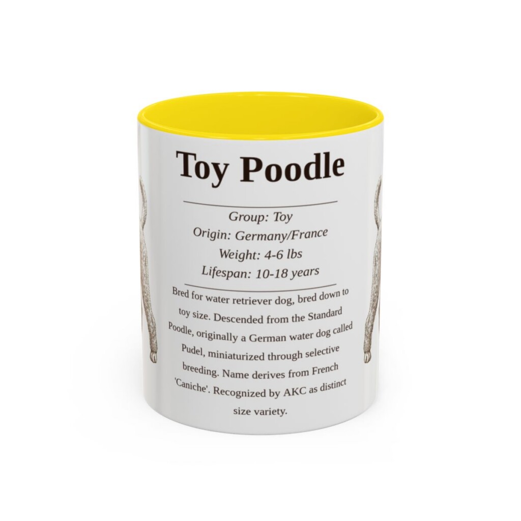 11oz Toy Poodle Mug, Yellow, front view