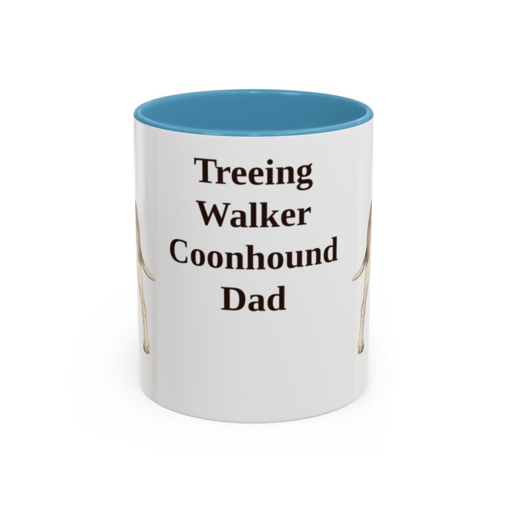11oz Treeing Walker Coonhound Dog Dad Mug, Light Blue, front view