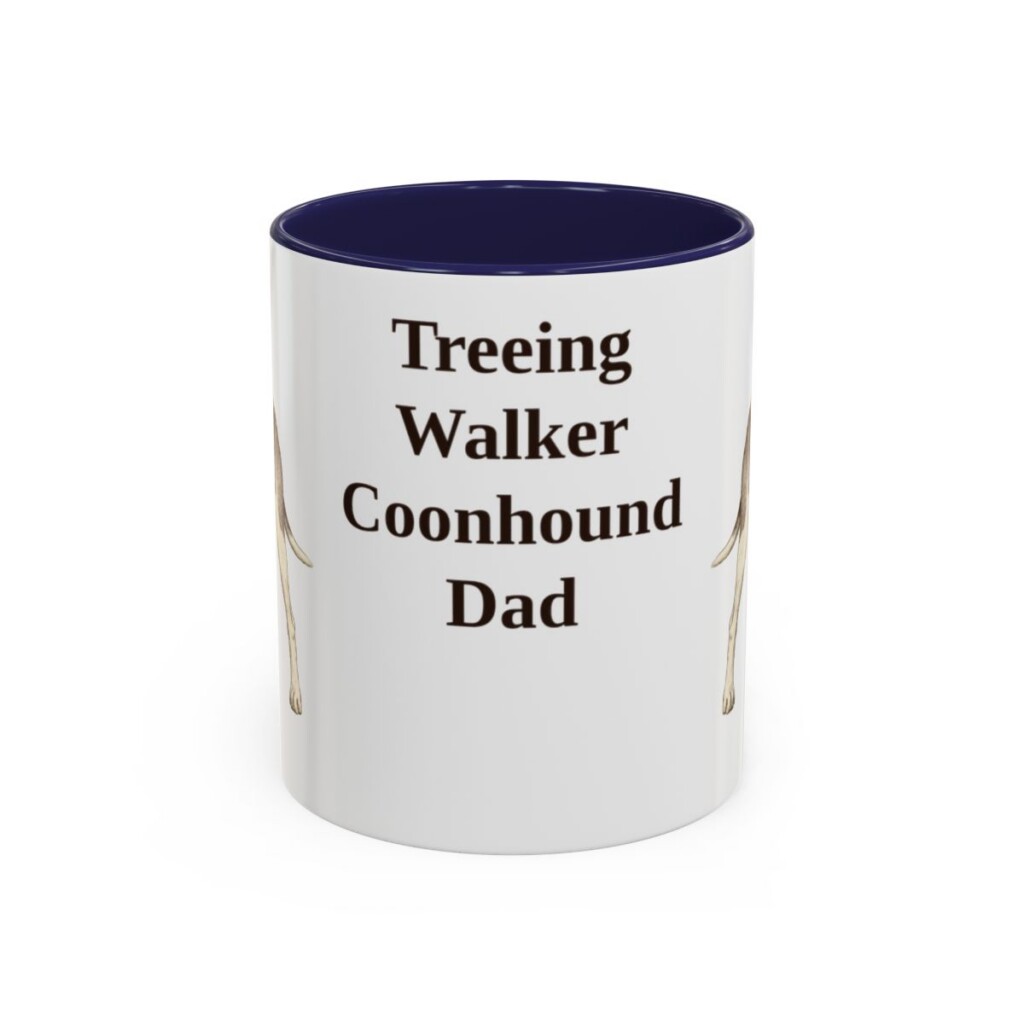 11oz Treeing Walker Coonhound Dog Dad Mug, Navy, front view