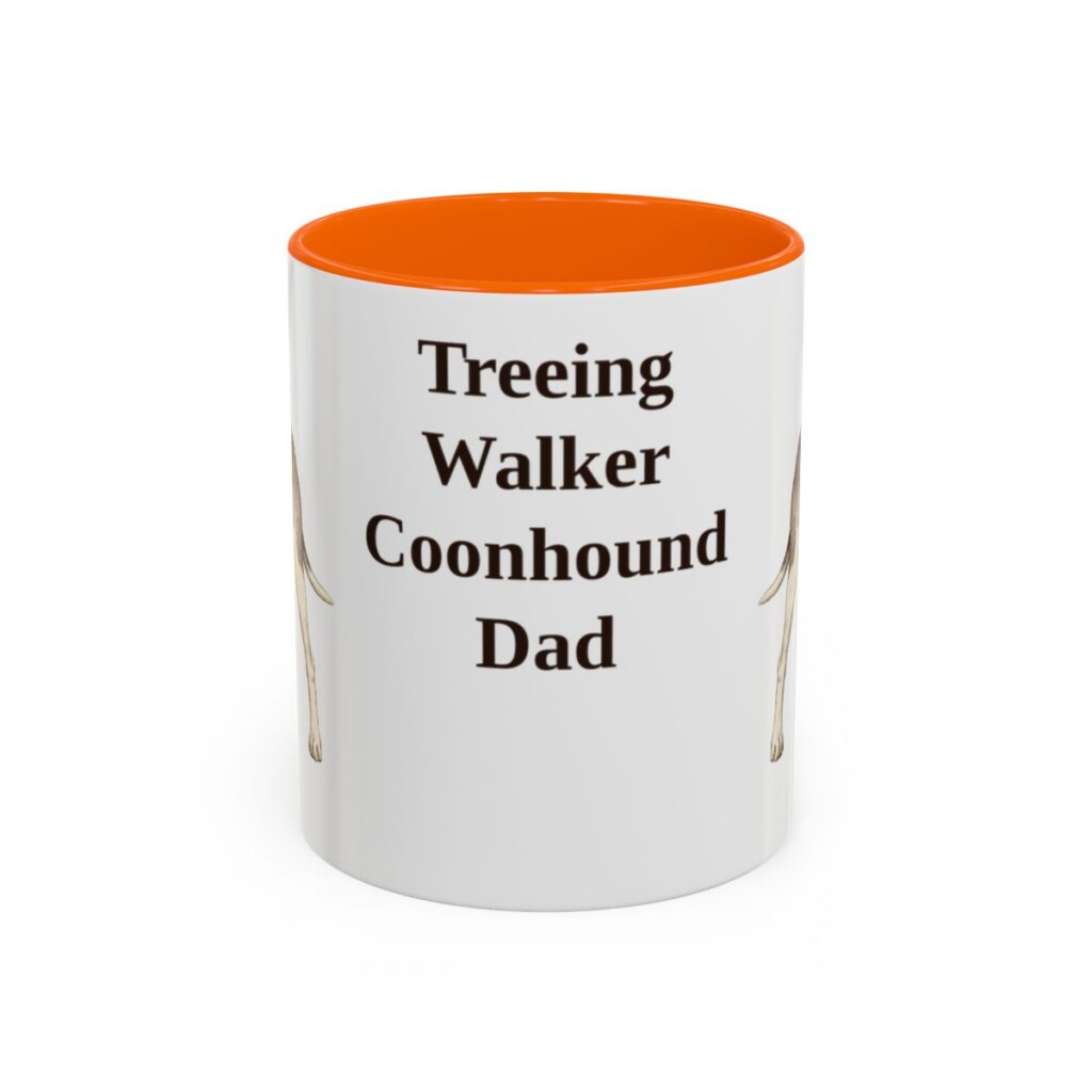 11oz Treeing Walker Coonhound Dog Dad Mug, Orange, front view