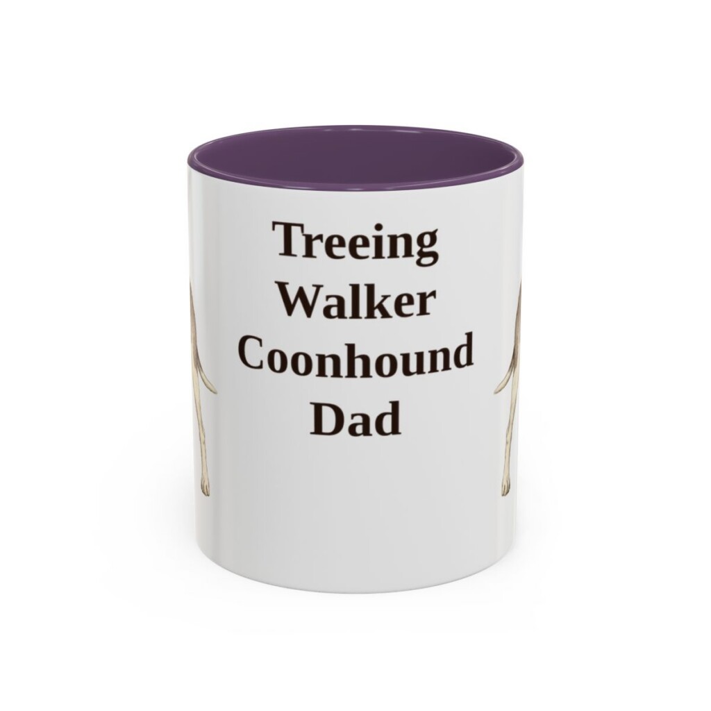 11oz Treeing Walker Coonhound Dog Dad Mug, Purple, front view