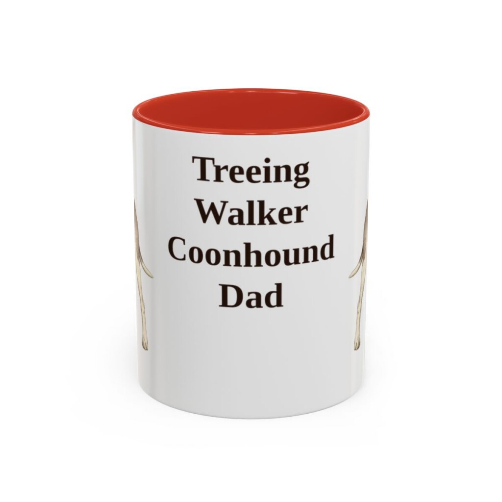 11oz Treeing Walker Coonhound Dog Dad Mug, Red, front view