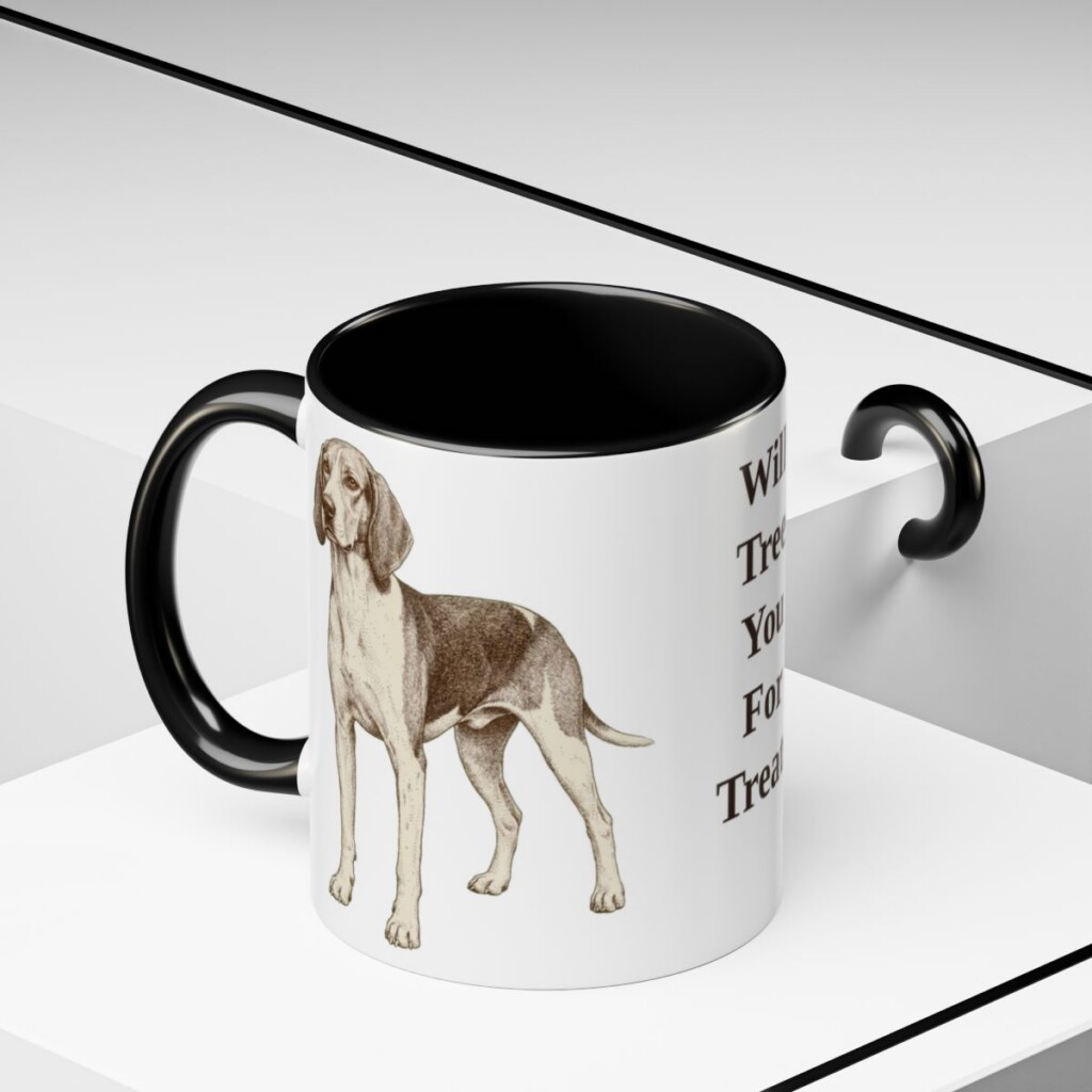 11oz Funny Treeing Walker Coonhound Mug, Black, lifestyle photo