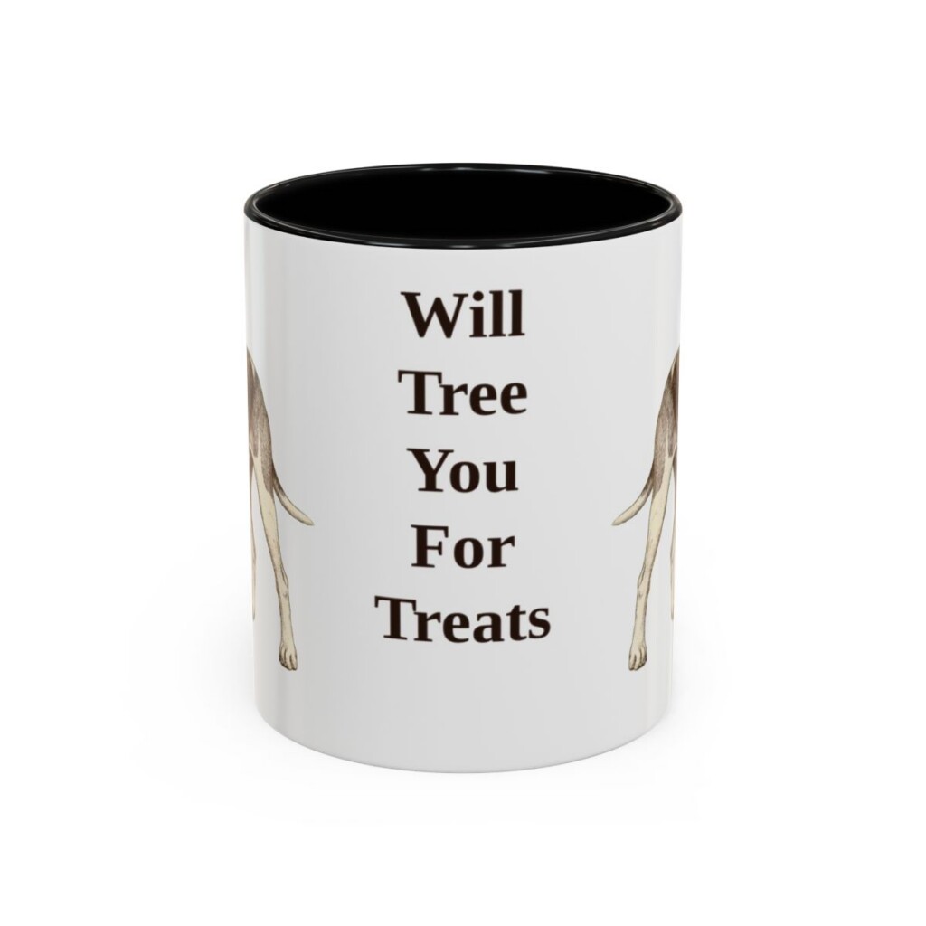 11oz Funny Treeing Walker Coonhound Mug, Black, front view