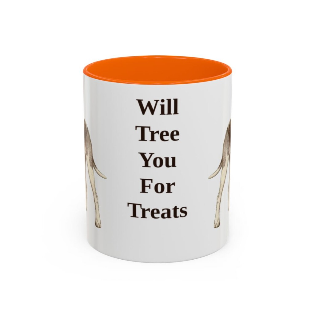 11oz Funny Treeing Walker Coonhound Mug, Orange, front view