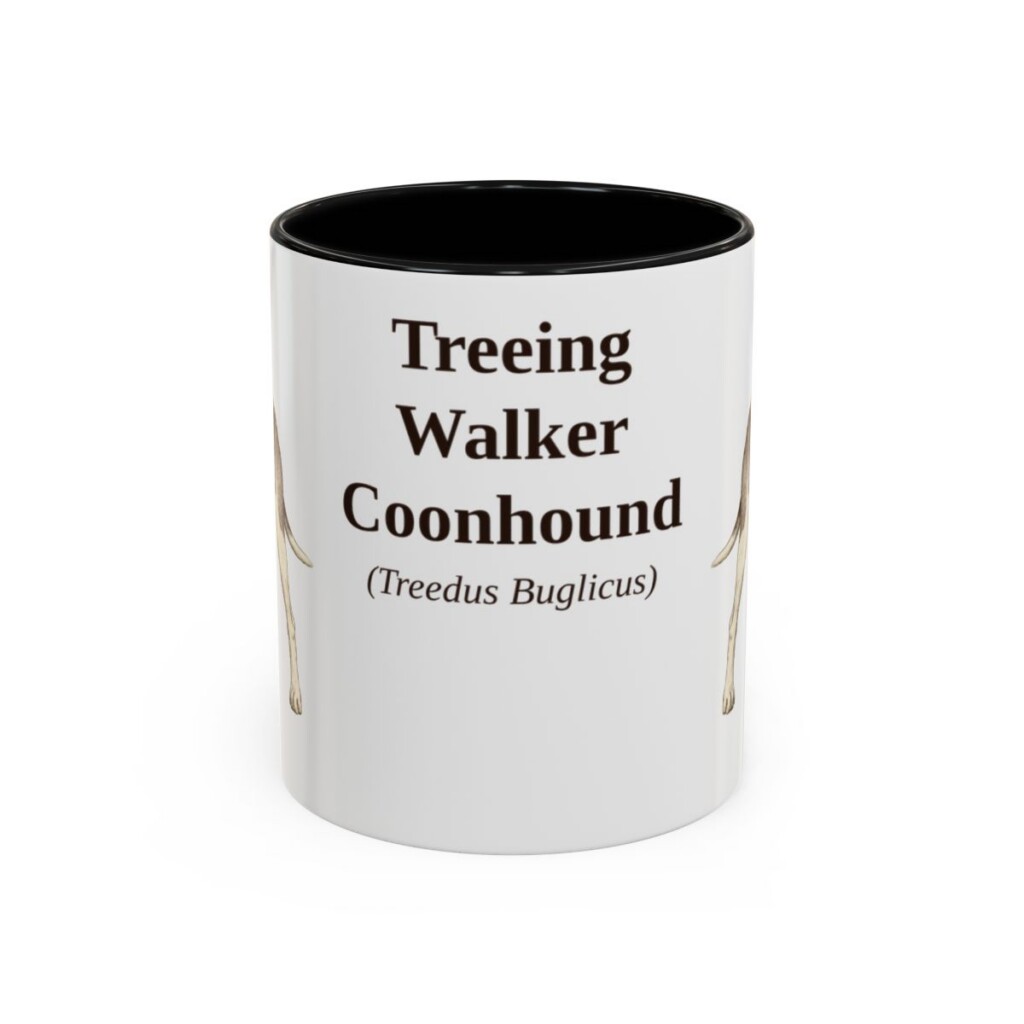 11oz Treeing Walker Coonhound Latin Mug, Black, front view