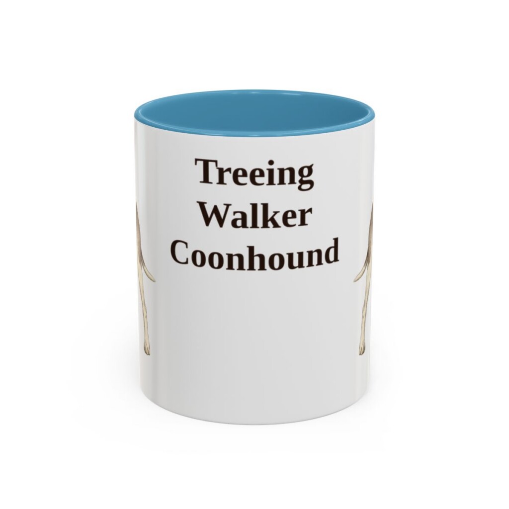 11oz-treeing-walker-coonhound-mug-light-blue 11oz Treeing Walker Coonhound Mug, Light Blue, front view
