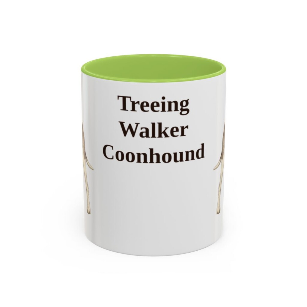 11oz-treeing-walker-coonhound-mug-light-green 11oz Treeing Walker Coonhound Mug, Light Green, front view