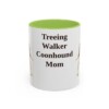 11oz Treeing Walker Coonhound Dog Mom Mug, Light Green, front view