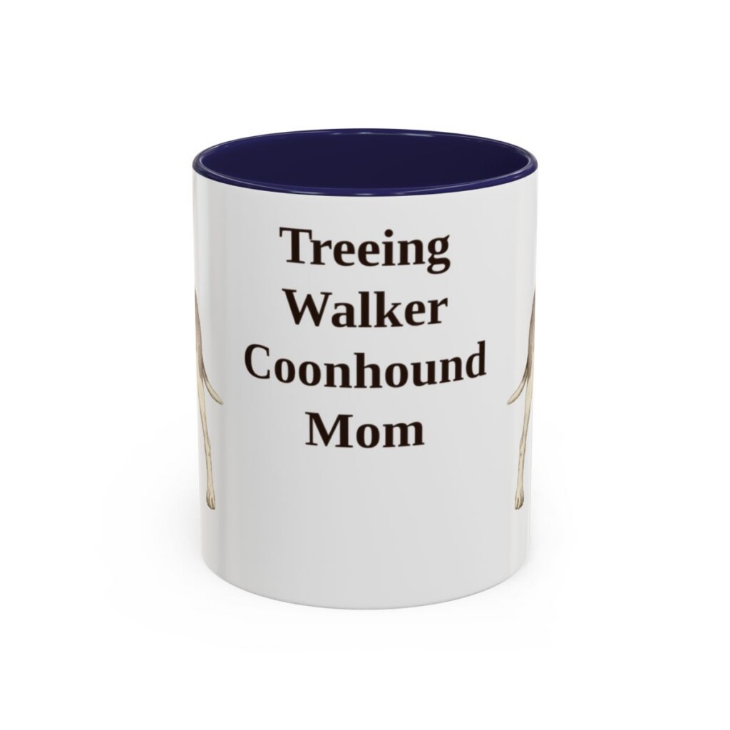11oz Treeing Walker Coonhound Dog Mom Mug, Navy, front view