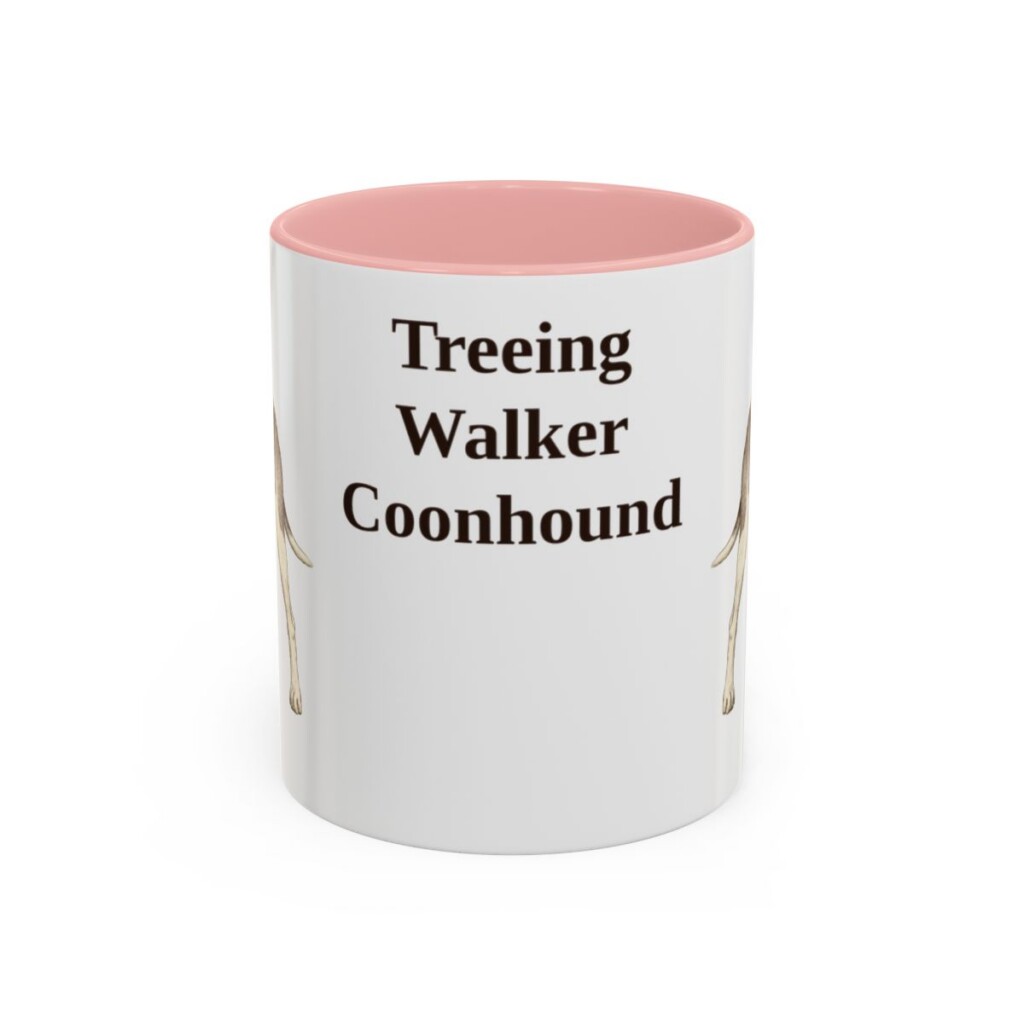 11oz-treeing-walker-coonhound-mug-pink 11oz Treeing Walker Coonhound Mug, Pink, front view
