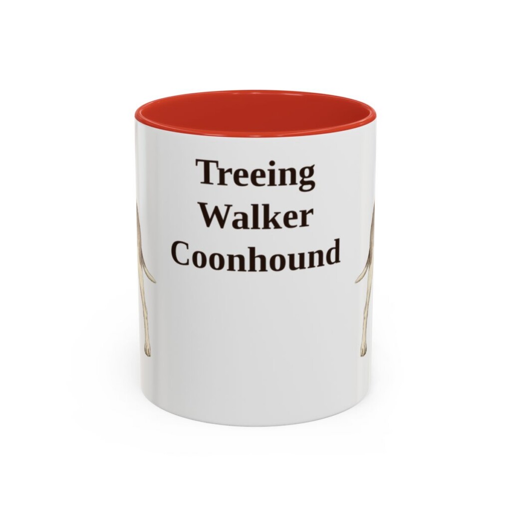 11oz-treeing-walker-coonhound-mug-red 11oz Treeing Walker Coonhound Mug, Red, front view