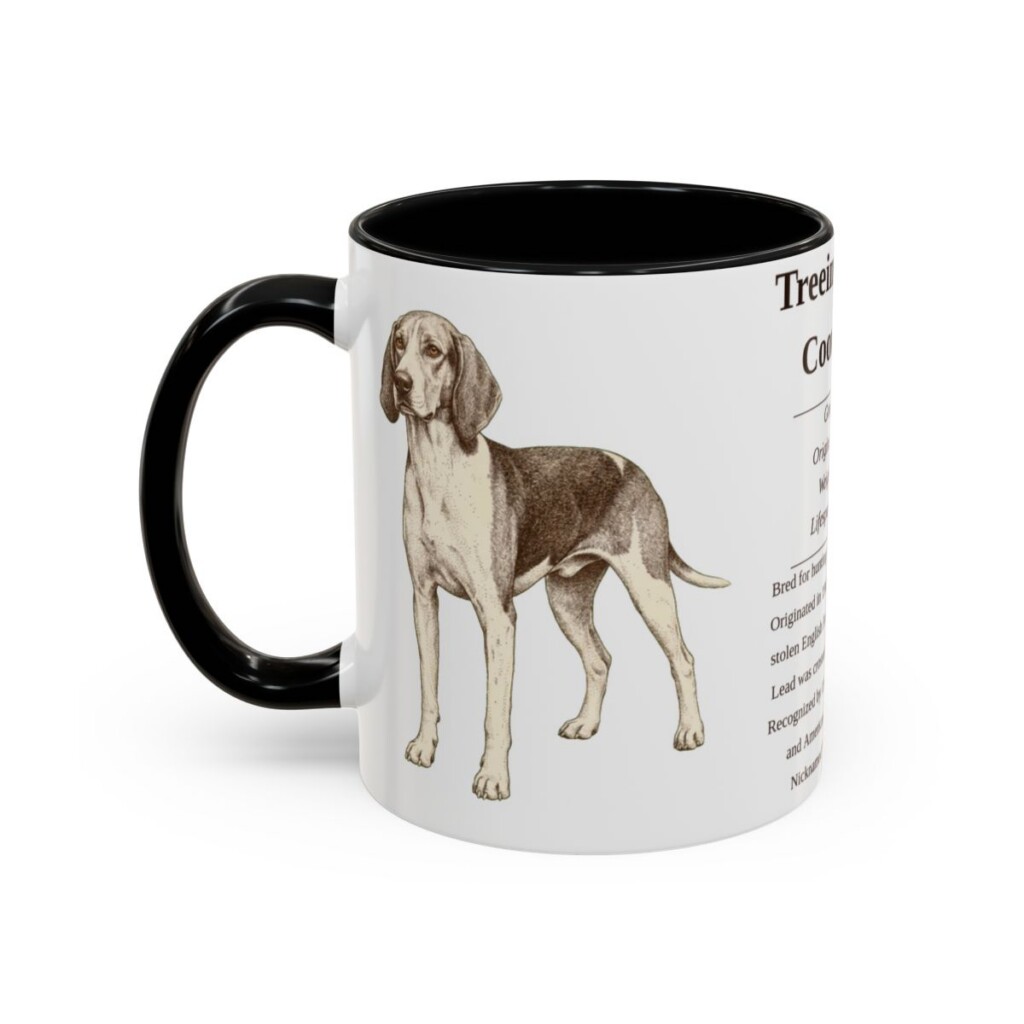 11oz Treeing Walker Coonhound Mug, Black, left side view
