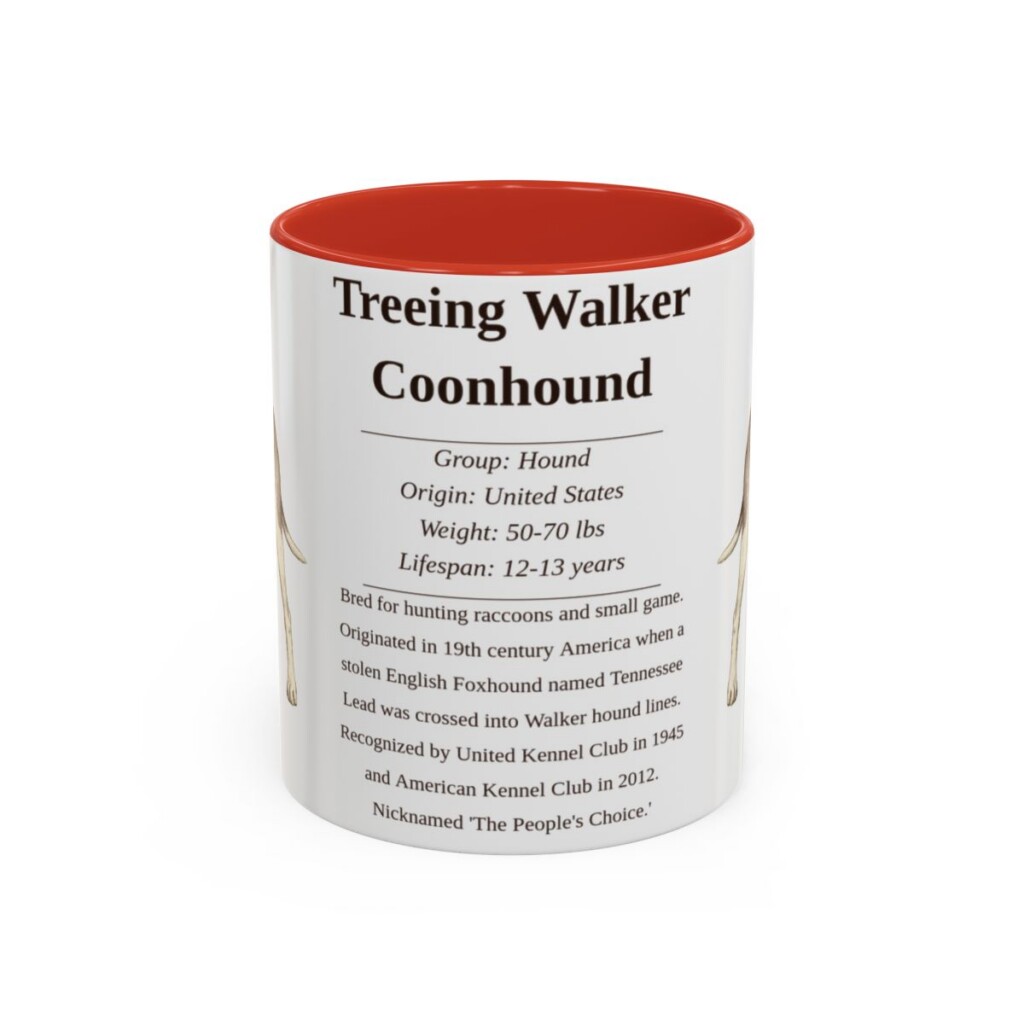 11oz Treeing Walker Coonhound Mug, Red, front view