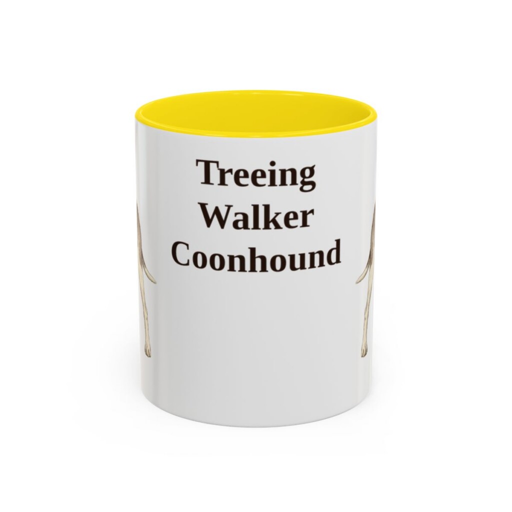 11oz-treeing-walker-coonhound-mug-yellow 11oz Treeing Walker Coonhound Mug, Yellow, front view