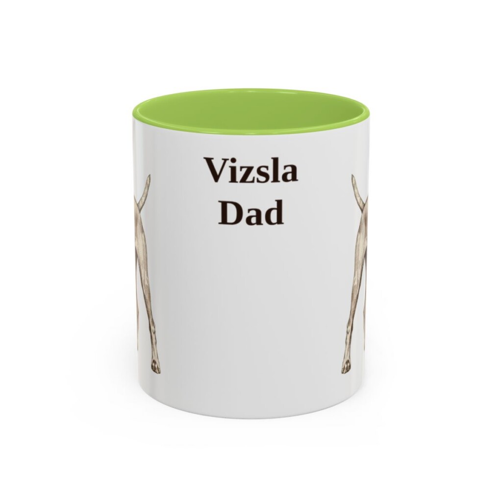 11oz-vizsla-mug-dad-light-green 11oz Vizsla Dog Dad Mug, Light Green, front view