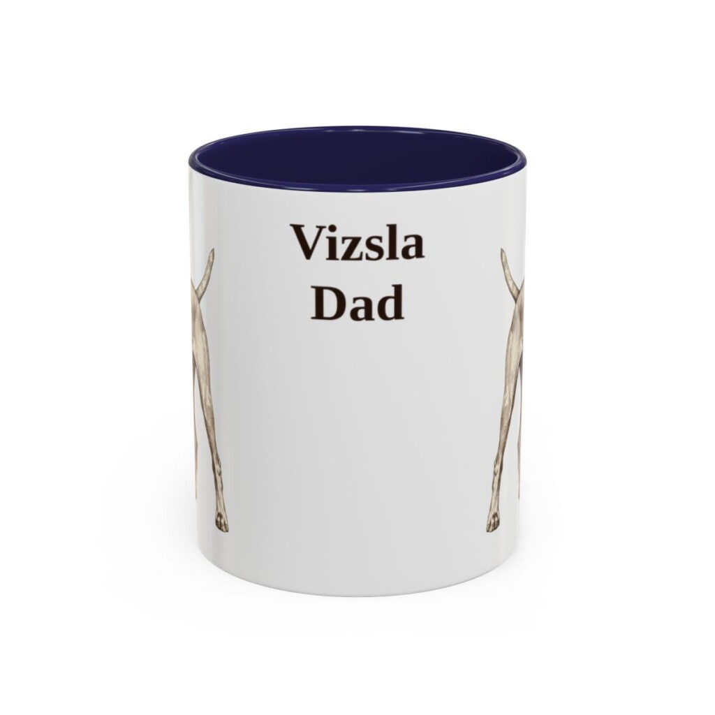 11oz-vizsla-mug-dad-navy 11oz Vizsla Dog Dad Mug, Navy, front view