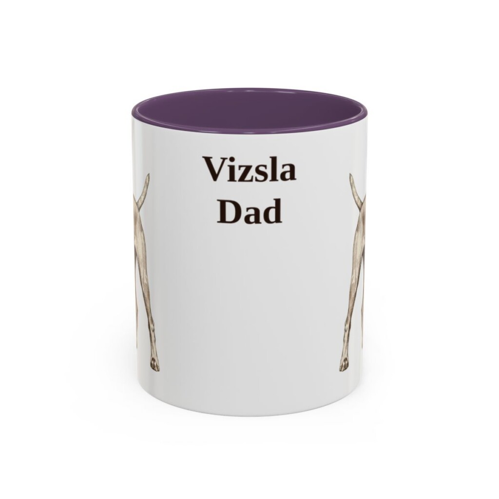 11oz-vizsla-mug-dad-purple 11oz Vizsla Dog Dad Mug, Purple, front view