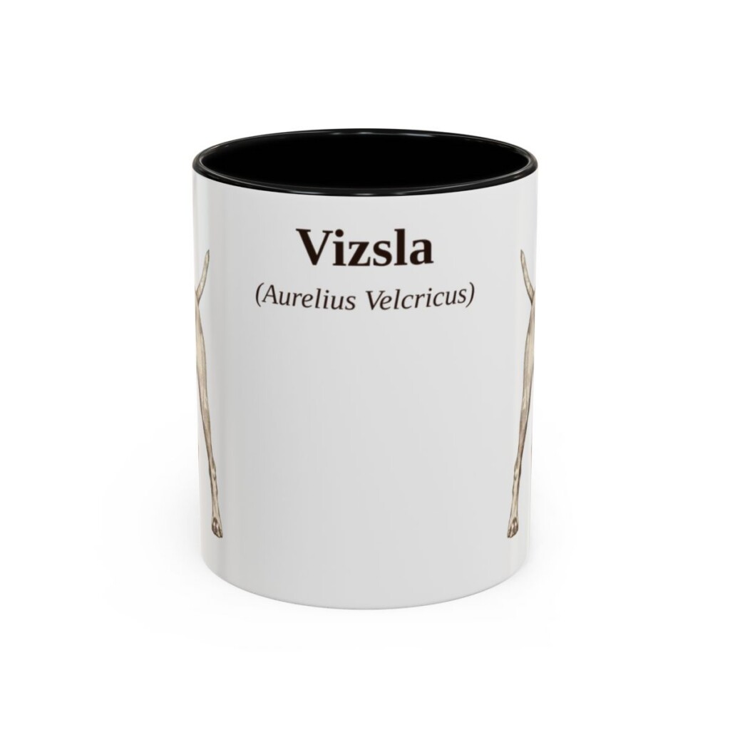 11oz-vizsla-mug-latin-black-front 11oz Vizsla Latin Mug, Black, front view